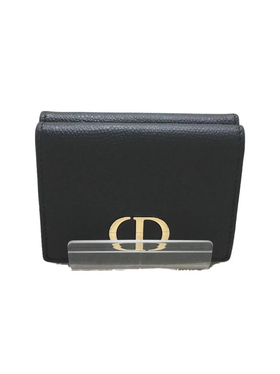 Christian Dior Portefeuille Plié Tri Fold Cuir Noir Uni Femme Occasion