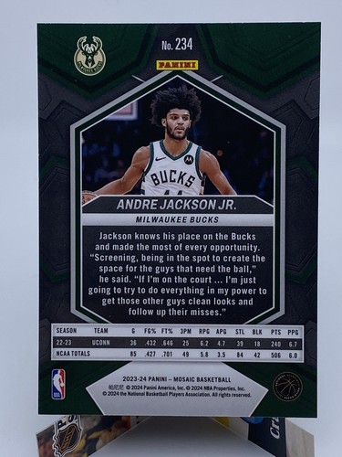 2023-24 Panini Mosaic Rookie Andre Jackson Milwaukee Bucks # 234 - Imagen 2 de 2