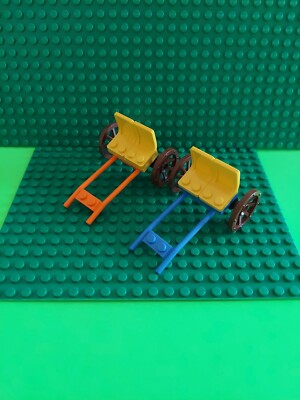 Lego 2 City / Castle Wheeled Drawn Passenger Carriage Wagon With Horse Hitching