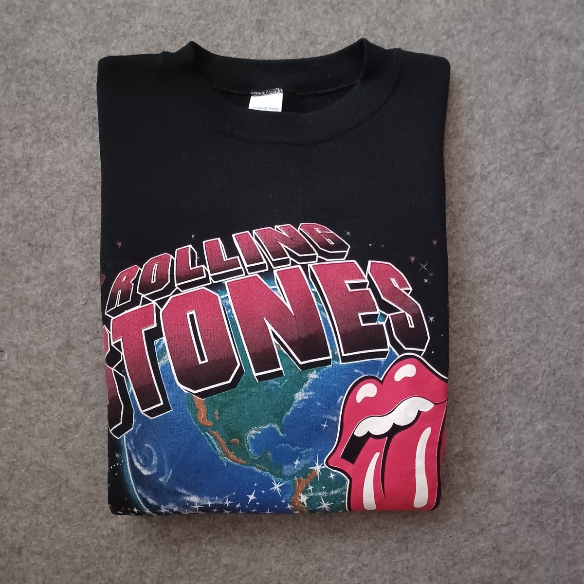 90s Rollingstones BLACK BODY Sweat！！ Vintage Rolling Stones Sweatshirt Mens Large Black World