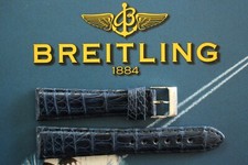 NOS 20MM DK SEA BLUE CROCODILE BUCKLED WATCH BAND WATCHBAND STRAP FOR BREITLING
