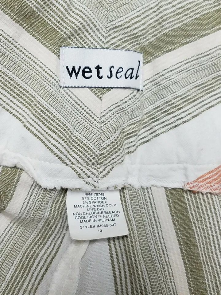 Pantalones capri para mujer Wet Seal multicolor a rayas talla 13 verde naranja blanco Foto 3 de 3