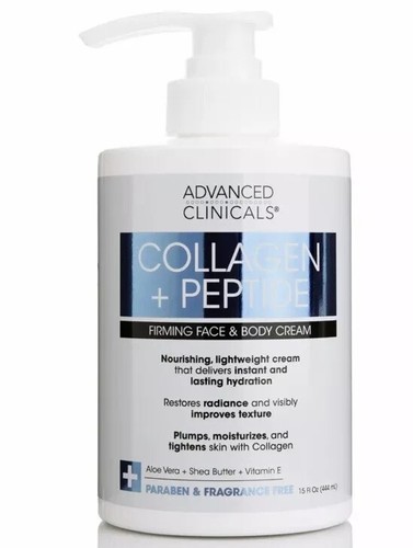 Advanced Clinicals Collagen + Peptide Cream-Firming Face & Body Lotion-NEW