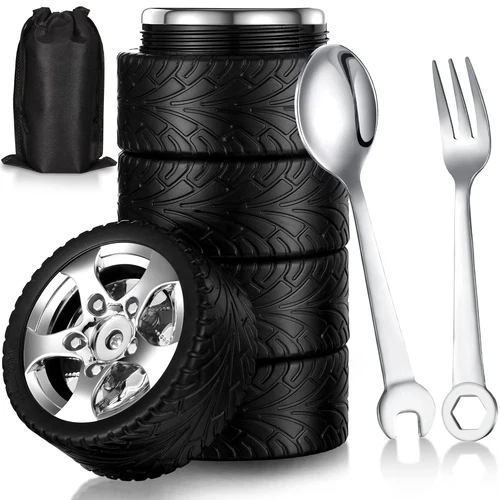 3 Pieces Tyre Water Bottle Gift for Man Stainless Steel Coffee Tea Mug with T...