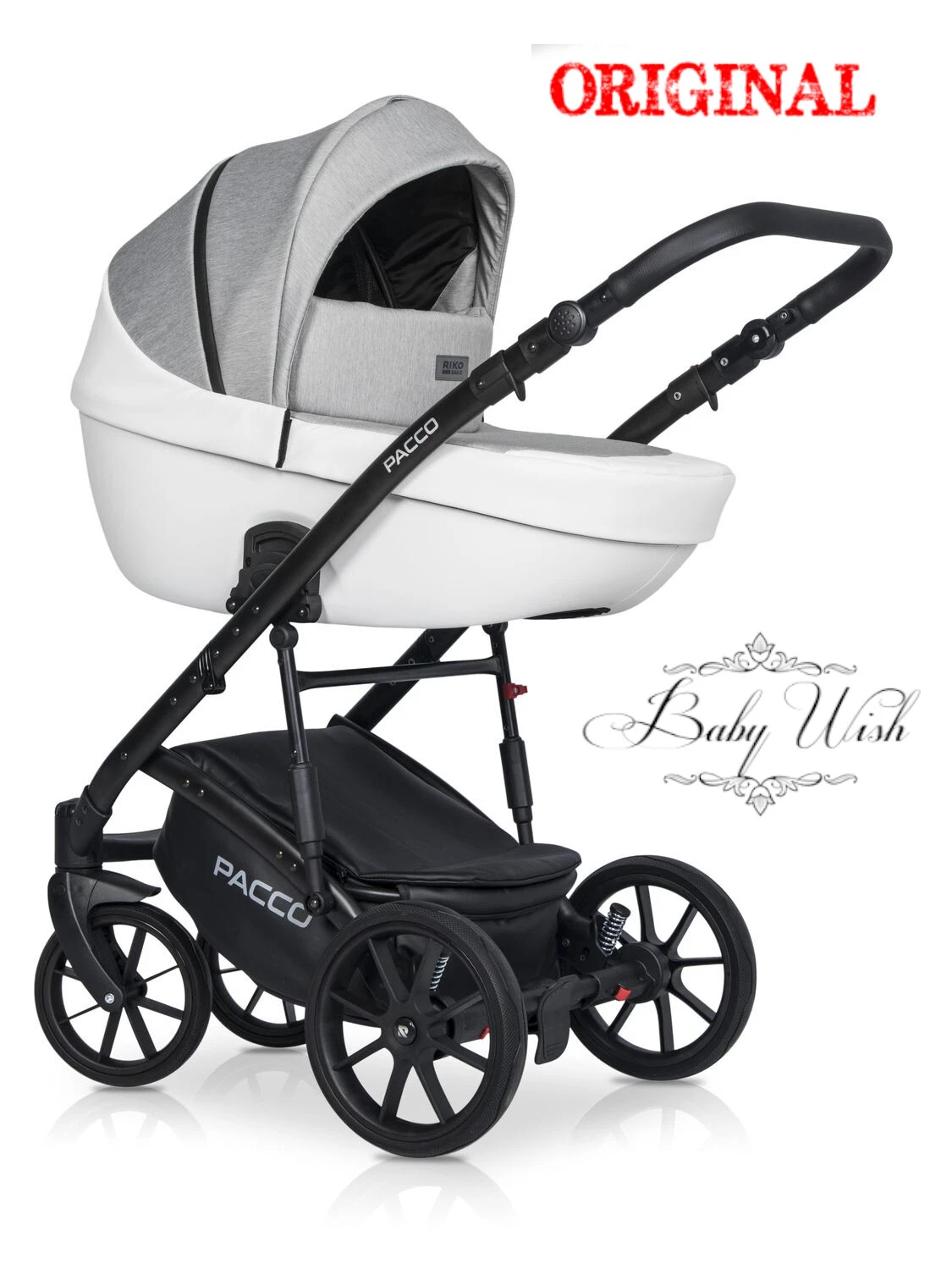 RIKO BASIC PACCO BABY STROLLER PRAM 3in1 CARRYCOT + PUSHCHAIR + CAR SEAT