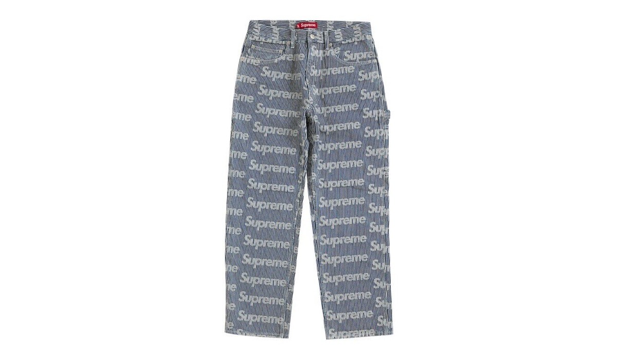 Supreme denim Painter Pant Logo Jeans sz 38 - Striped, Deadstock