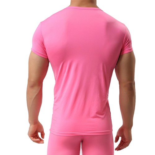 T-shirt da uomo palestra sportiva sexy muscoli top fitness maniche corte collant collo a V - Foto 32 di 50