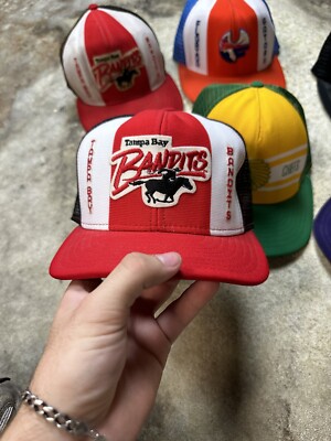 Vintage 80s Sports AJD Hat Cap Super Stripe Mesh Snapback Hat Cap