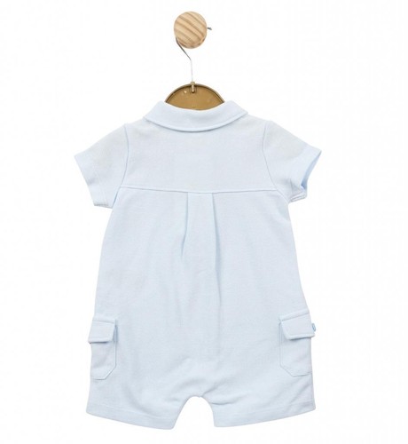 Baby Boys Sky Blue Short Cotton Romper Outfit Car Motif 0-3-6-9M - Picture 2 of 2