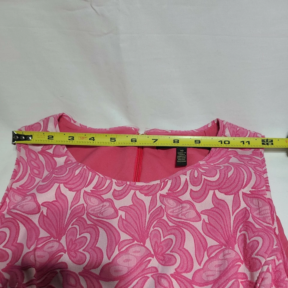 Cynthia Steffe Embroidered Sleeveless Pleated Dress Hot Pink Sz 10 Barbie Core - Image 4 of 4