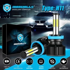 6-Sides H11 H9 LED Headlight Bulbs Conversion Kit 360000LM HIGH/LOW Beam 6000K