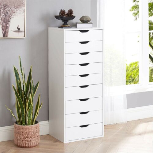 Naomi Home Bianca 9 Drawer Chest, Large Craft Storage Organizer with wheel,White