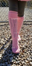 Cozy Cable Knit Knee High OTK Socks Womens School Girl Boot White Pink Grey Navy