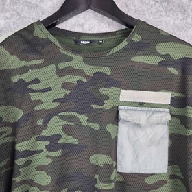 Nuon Shirt Mens Extra Large Green camo Short Sleeve Round Neck Casual 11306