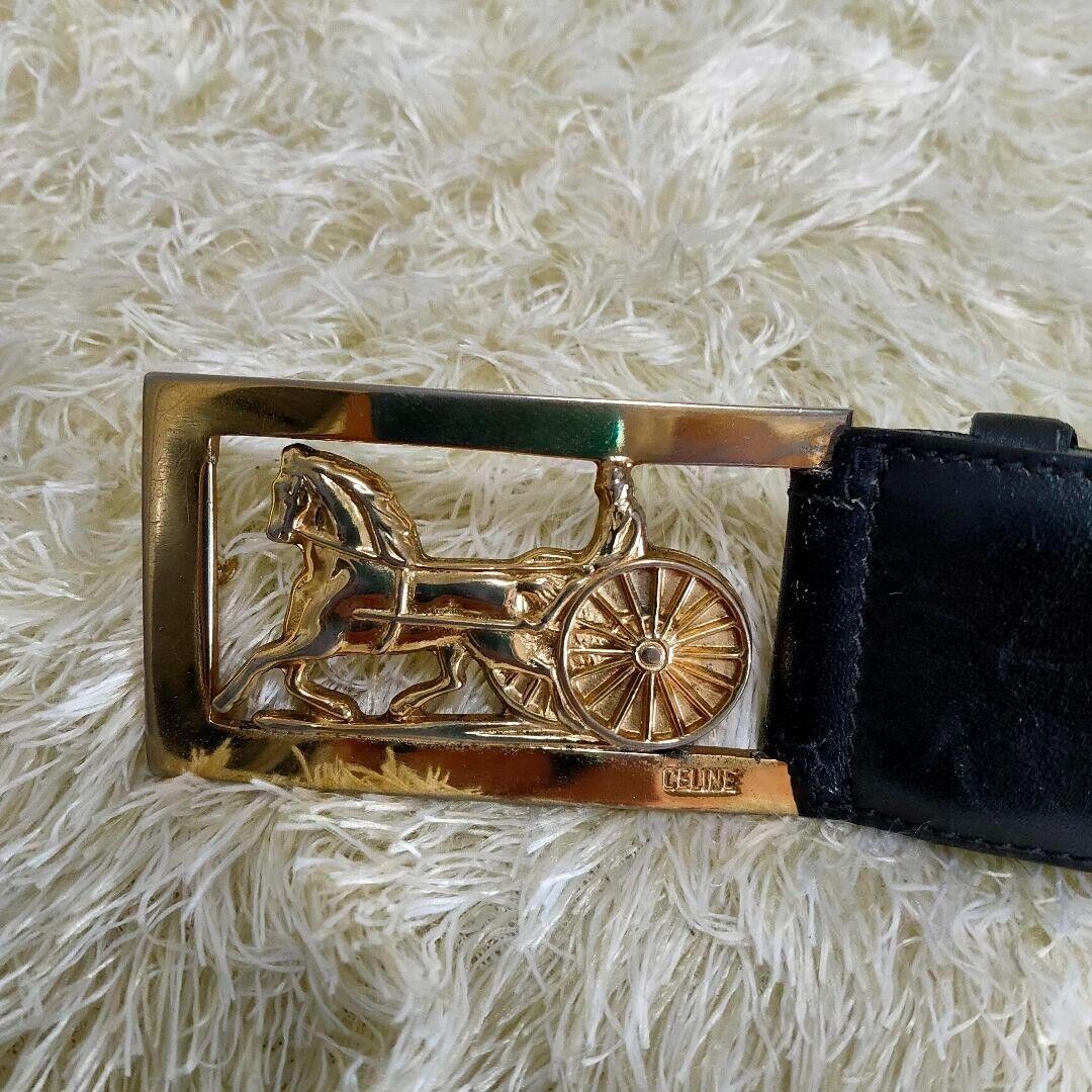 CELINE Rare Belt Vintage Color Black Horse Buckle Including CELINE Rare Belt Vintage Color Black Horse Buckle Including