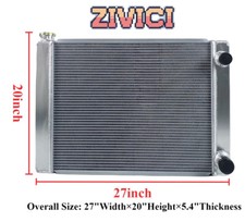 3 Row Aluminum Racing Universal Dual Pass Radiator Overall Size 27x20x5.4