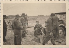 Photo, WW2, heavy trucks of the Wehrmacht on the Eastern Front, mobile servic...