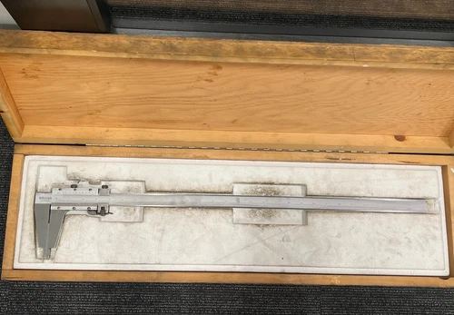 Vintage Mitutoyo Vernier Caliper 24" Stainless Steel With Wooden Case