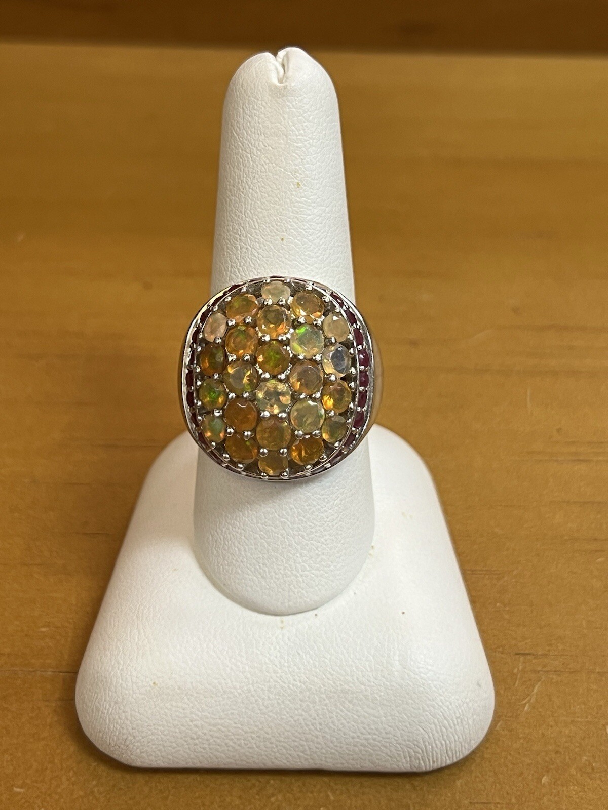 Ruby & Opal Cluster Designer Signed BBJ Sterling … - image 1