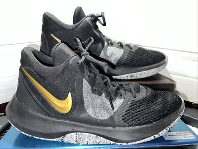 Nike Air Precision II AA7069-090 Black Gold Basketball Shoes Mens