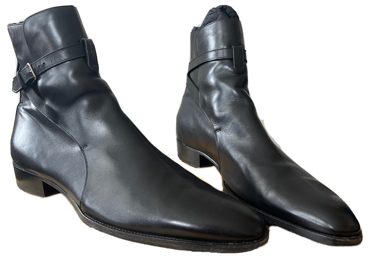 SAINT LAURENT YSL JHODPUR PELLE DI VITELLO NERA TAGLIA 14 15
