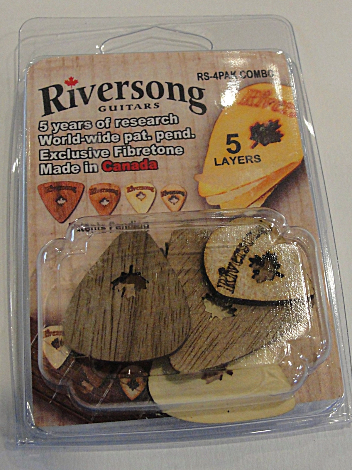 RIVERSONG WOODEN GUITAR PICKS Combo Pack MADE IN CANADA 4 PICK PACK eBay