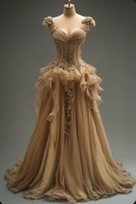 Vintage Court Wedding Dresses Champagne Color Mid Century Mermaid Bridal Gowns