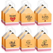 12 Pcs Teachers Appreciation Gift Bags Pencil Shaped Gift Bags with Handle Te...
