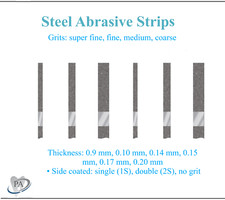 Dental Steel Abrasive Strips corundum, diamond, L: 150mm, Coarse, Medium, Fine