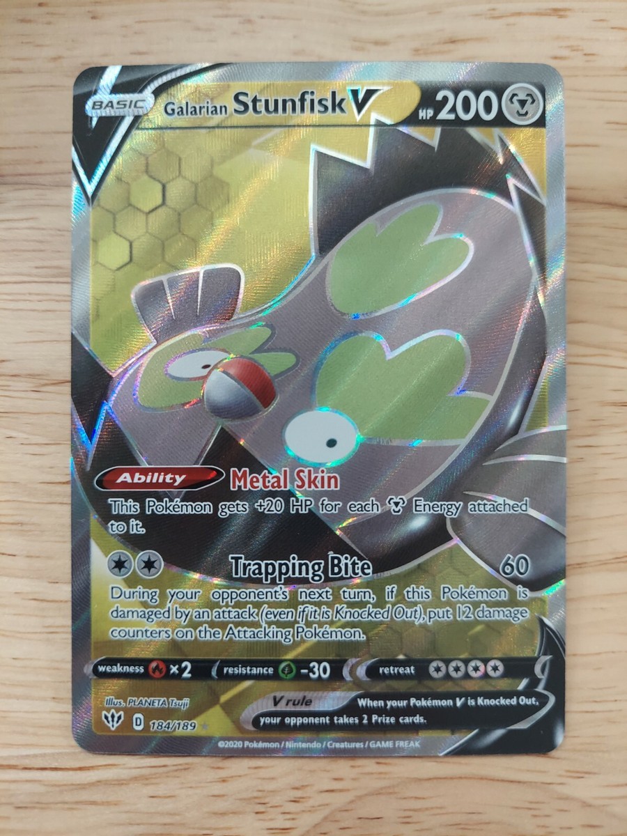 Galarian Stunfisk V 184/189 Darkness Ablaze NM Full Art Ultra Rare