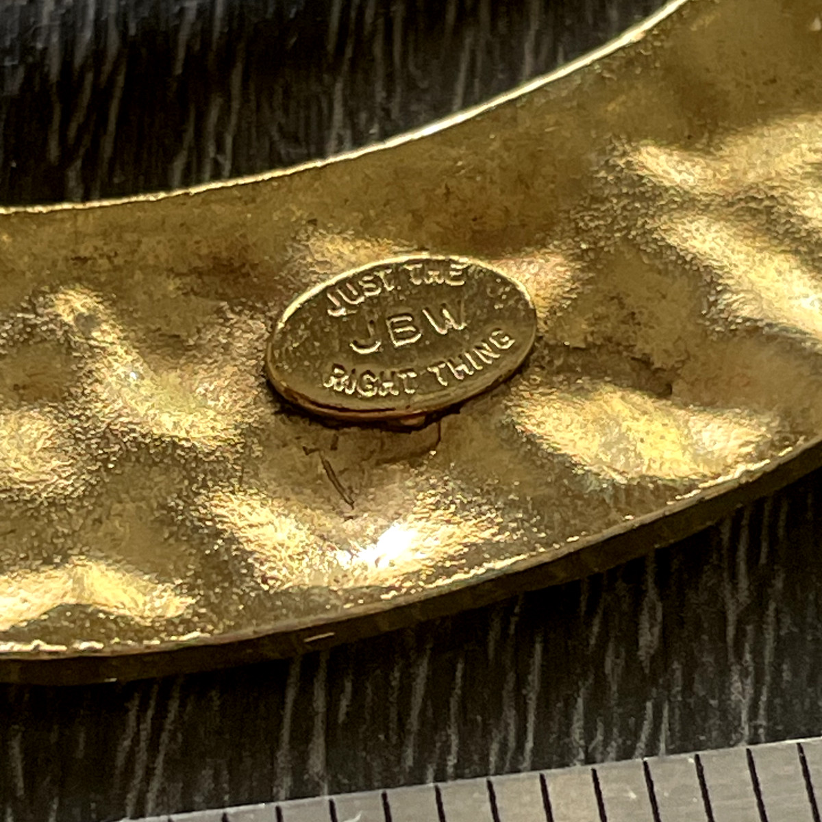 Antique "JBW Just The Right Thing" Gold Tone Rose Pattern Buckle Pin View 3