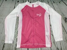 Easy Wear Girl Zipper Rash Guard Long Sleeve Unisex Swim Shirt Size 10Y Pink