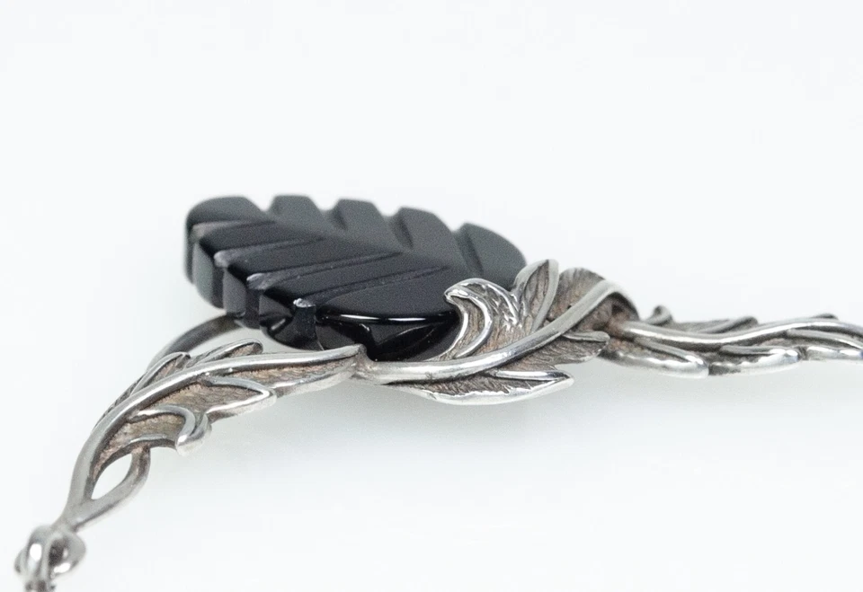 925 Argento - Collana Vintage - Intaglio Su Onice - Immagine 4 di 4