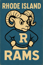 G Rhode Island Rams NCAA Mascot Logo Poster 12x8in Metal Sign Vintage