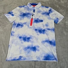 Redvanly Shirt Mens Medium Clouds Print  Golf Polo Stretch Athleisure Activewear