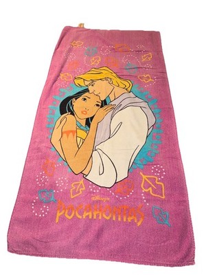 Vintage Pocahontas Disney Beach Towel 100% Cotton 28 x54 