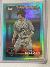 2024 Topps Pro Debut Jake DeLeo Chrome Aqua Refractor #18/75 RC PD-123 (Marlins)