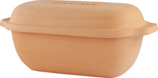 Image of Eurita Clay Roaster, Non-Stick Bread Pan & Lid, Healthy Clay Pot Cooking, with F