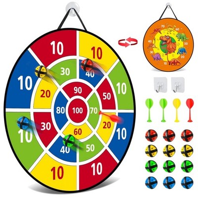 Dartscheibe Kinder 26 Zoll Dinosaurier Doppelseitig Spielset mit Klettbällen