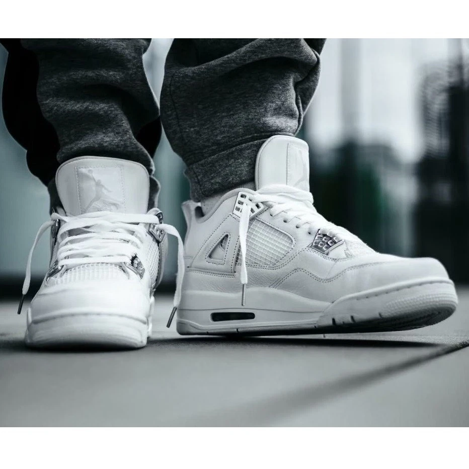 Herren Turnschuhe Retro4 Military Weiß/Silber Unisex A-JORDANSports Schuhe 36-44 - Bild 4 von 4