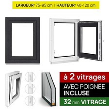 Fenêtre PVC Anthracite Double Vitrage de Sous Sol Blanc Oscillo Battante