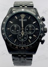 Luxury All Black Versace Chronograph/Date Quartz Men's Wristwatch Swiss Made