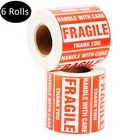 6 Rolls 2x3 500/Roll Handle with Care Thank You Fragile Stickers Mailing Labels