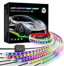 KORJO Car Underglow Lights, 6 Pcs Bluetooth Led Strip Lights with Dream Color
