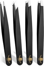 4PC Precision Eyebrow Tweezers Set Stainless Steel Facial Hair Removal Tool