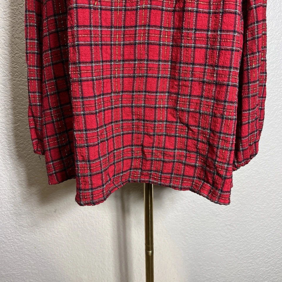 Blusa para mujer Lane Bryant roja a cuadros cuello redondo talla 26 otoño informal Foto 4 de 4