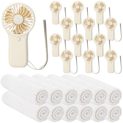 24 Pcs Summer Sets Includes 40''x12'' Cooling Towels and Mini Handheld Fan Bulk...