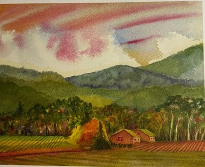 Vintage Napa Valley Vineyard Landscape Art Print Jess Miller Jessel Gallery