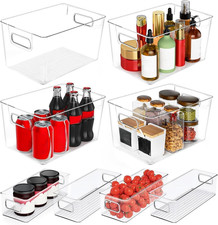 Plastic Storage Bins 8 Pack Pantry Organizer Containers Refrigerator Freezer