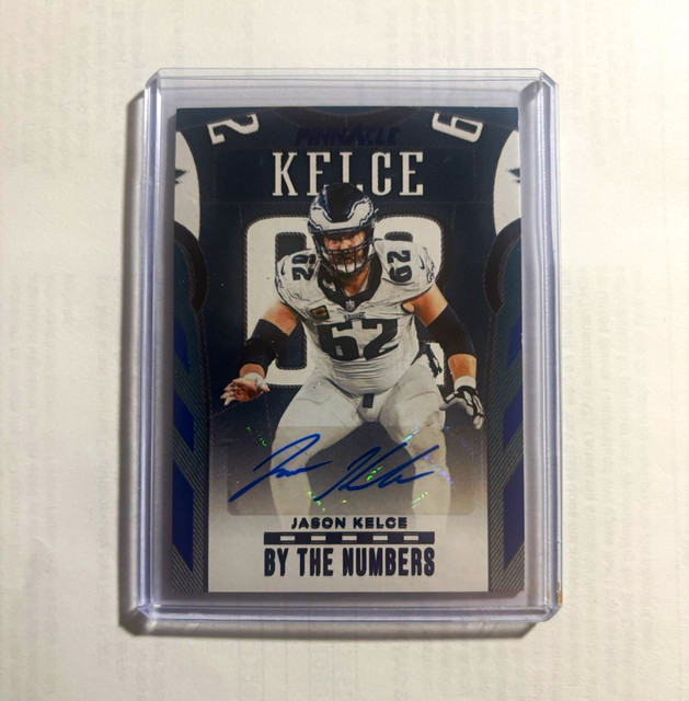Panini 2024 Encore Jason Kelce By the Numbers Auto Blue /25 Eagles BTNA-JKE